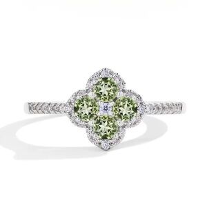 Clover Ring Green Moissanite & Sterling Silver Ring